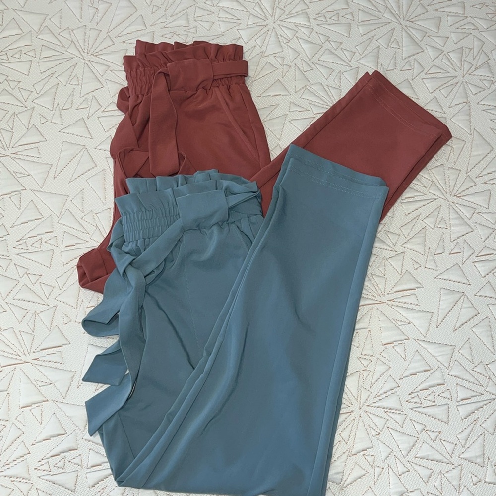 GRACE KARIN Women's Cropped Paper Bag Waist Pants with Pockets SET OF 2 colors